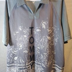 Vintage Tommy Jeans Gray,Blue Polo Sport Shirt Size Large
